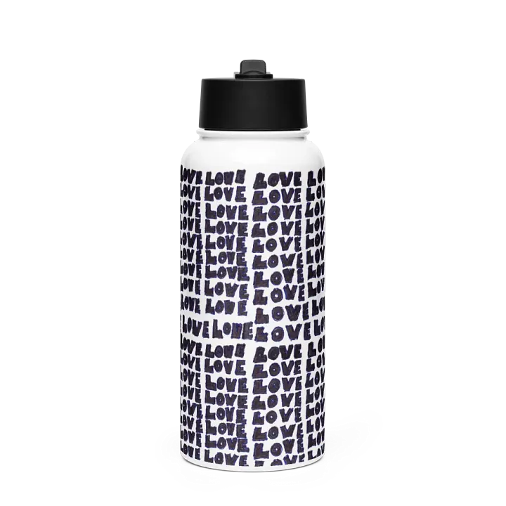 Love Stainless Steel Water Bottle with a Straw Lid in White product image (1)