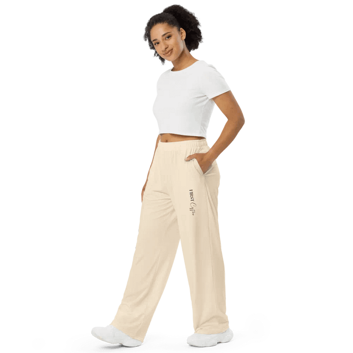 FIRST Coffee All-Over Print Wide-Leg Pants product image (1)