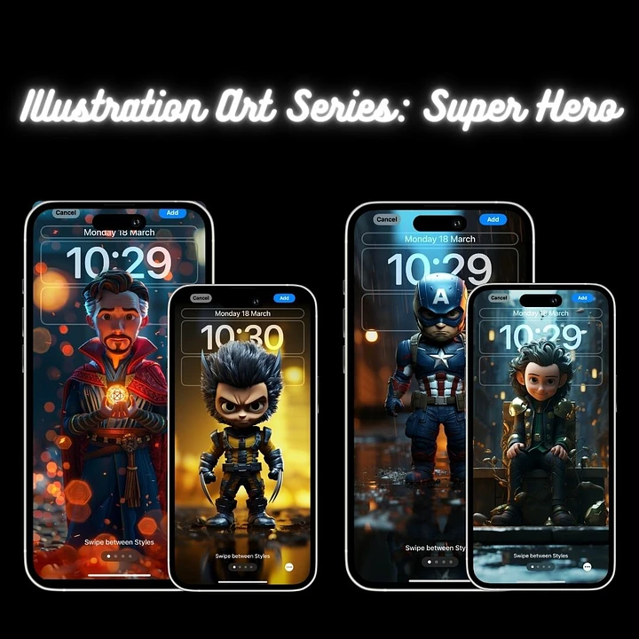 🦸‍♂️📱 Illustration Art Series: Super Hero iPhone Lock Screen Wallpaper 💥✨ product image (1)