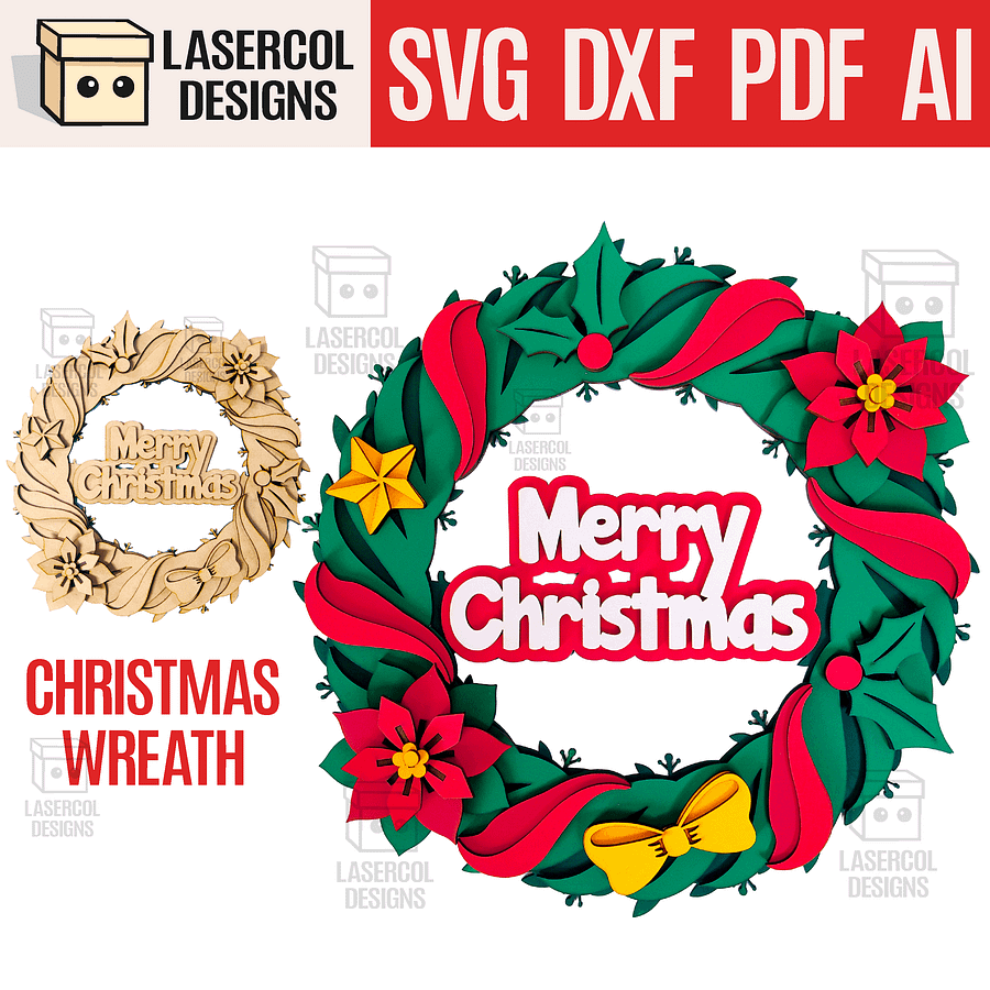 Christmas Wreath - Laser Cut Files product image (1)