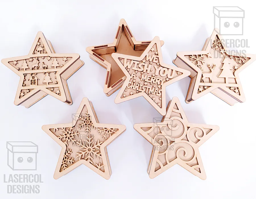 Christmas Star Box (2 Sizes, 5 Styles) - Laser Cut Files product image (2)