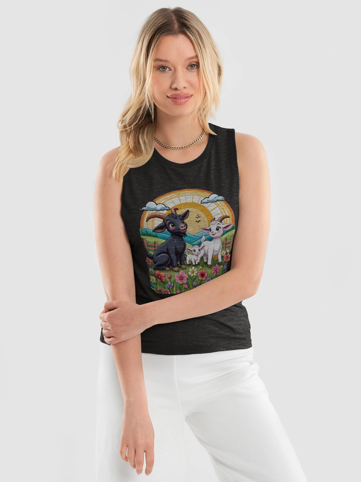 Colorful Goat Family Women's Flowy Tank product image (11)