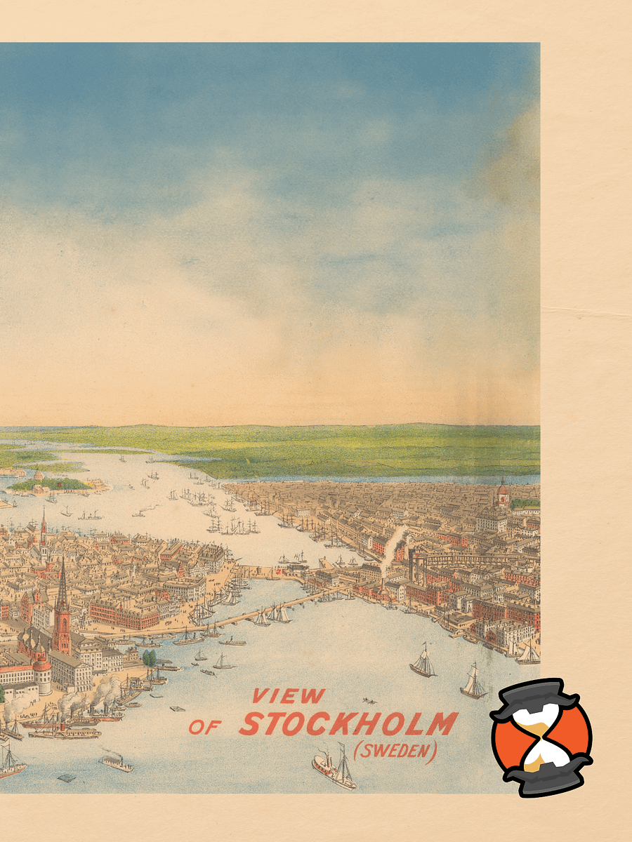 Stockholm Aerial View Canvas Print – 1901 Hand-Drawn Cityscape product image (4)