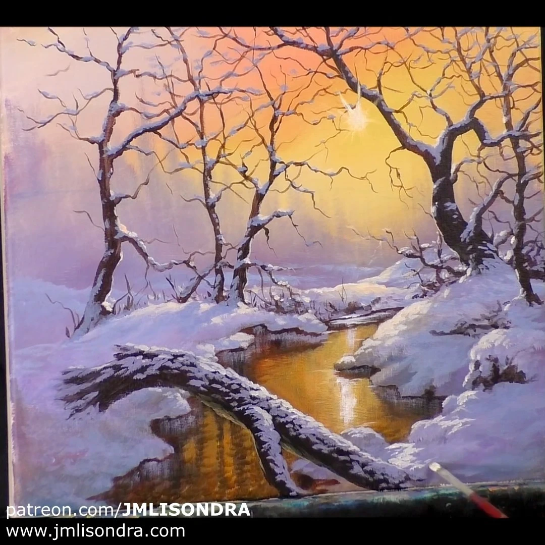 How to Paint Sunrise Winter? #art #artwork #acrylic #acrylicpainting 
#ToGodBeTheGlory #jmlisondraArts #winter #snow 

Music ...