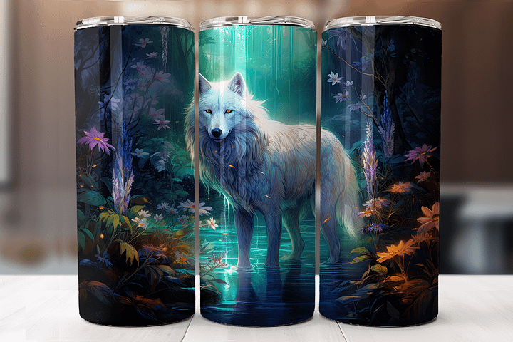 Mystic Forest Wolf Stainless Steel Tumbler product image (2)