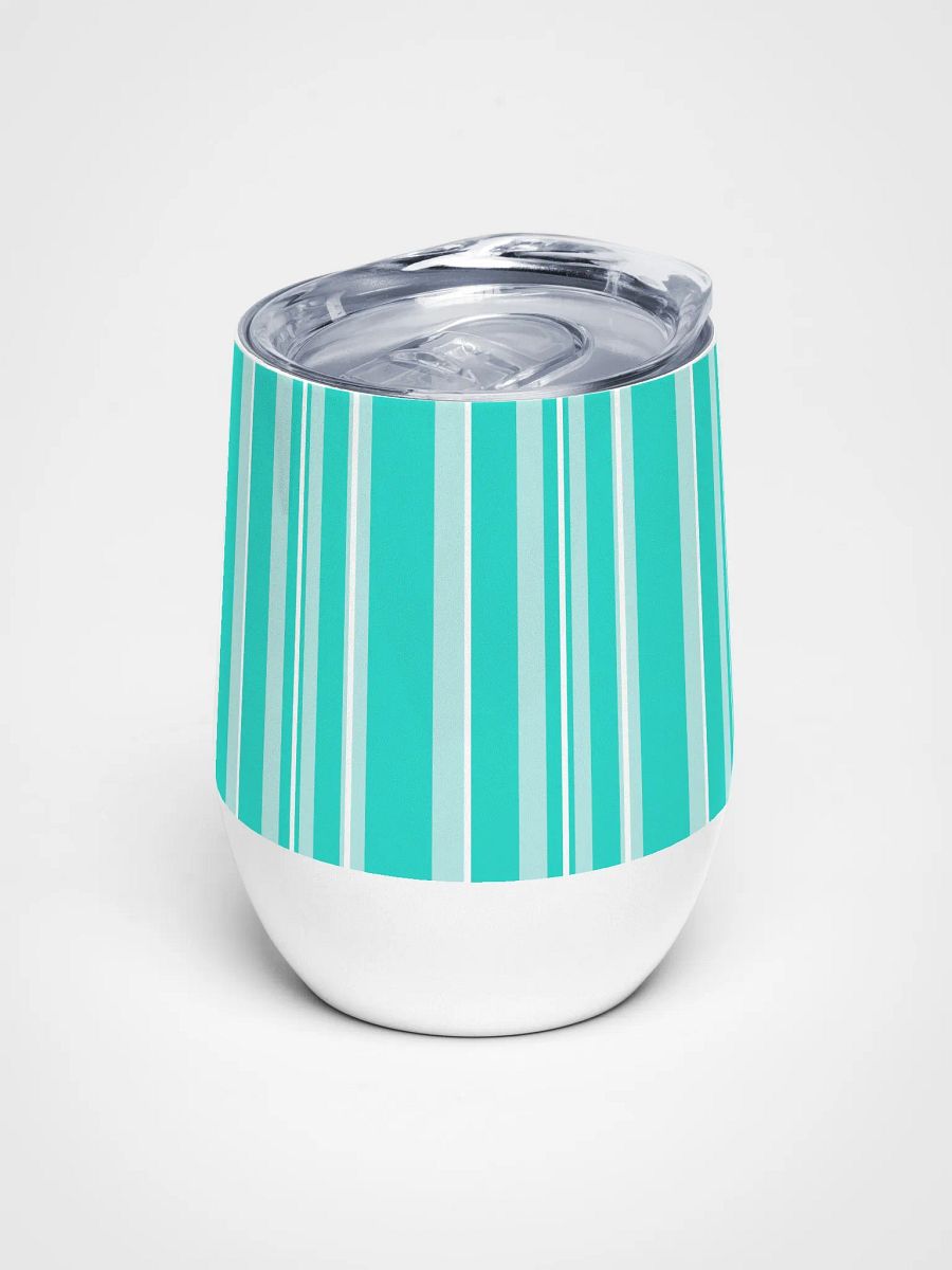 Party Time! Light Teal Stripes Wine Tumbler product image (6)