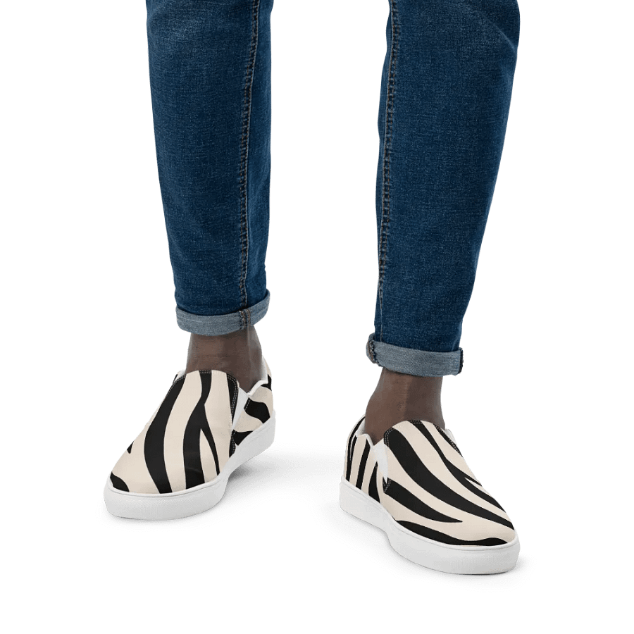 Zebra Stripes Men's Slip-On Canvas Shoes product image (4)