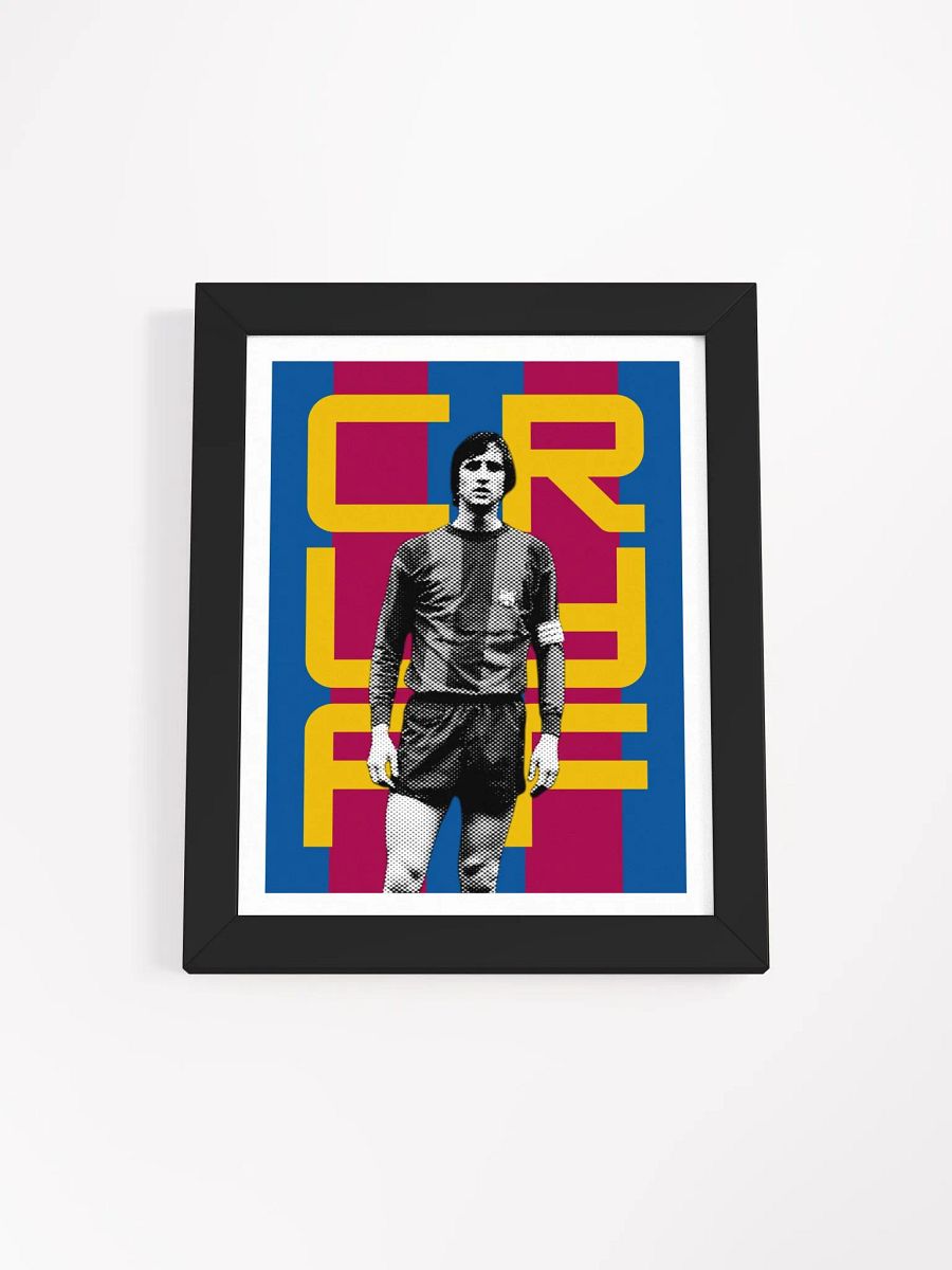 Johan Cruyff BW Barcelona Name Art Framed Print product image (3)