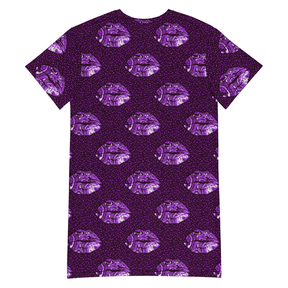 Purple Marbled Lips Tshirt Dress product image (6)