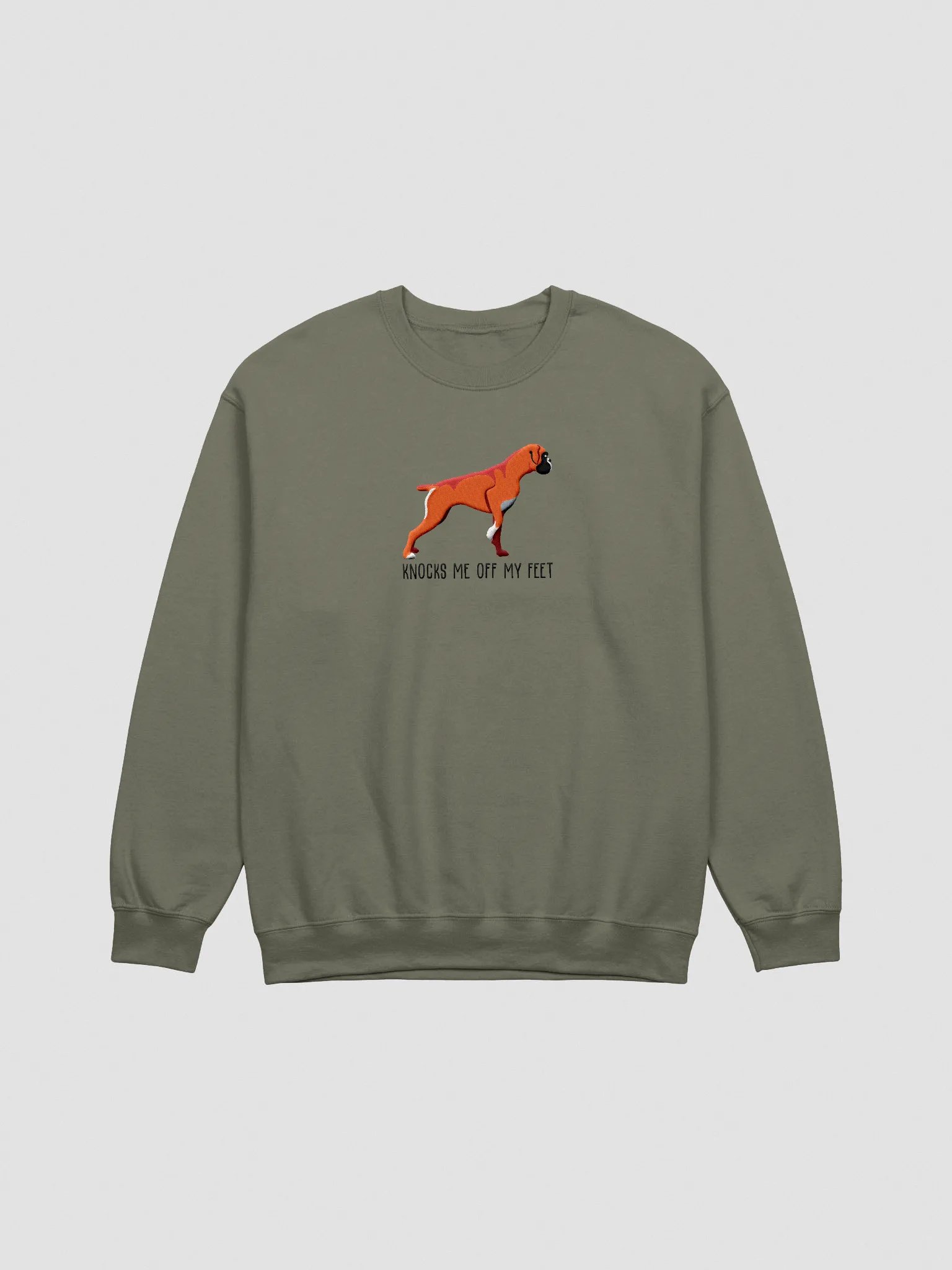 Knocks Me Off My Feet Sweatshirt (Embroidered) of a Boxer(Red) product image (3)