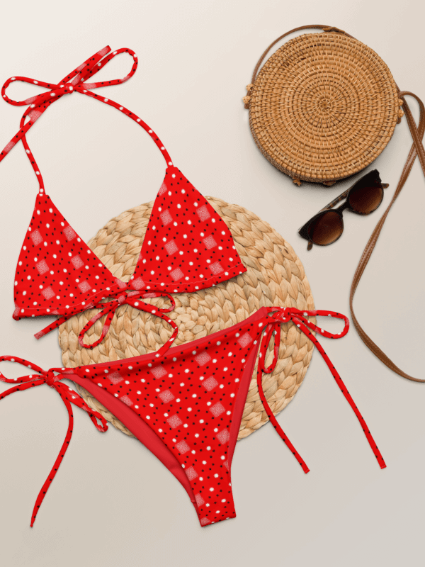 Red Grid Allure String Bikini product image (1)