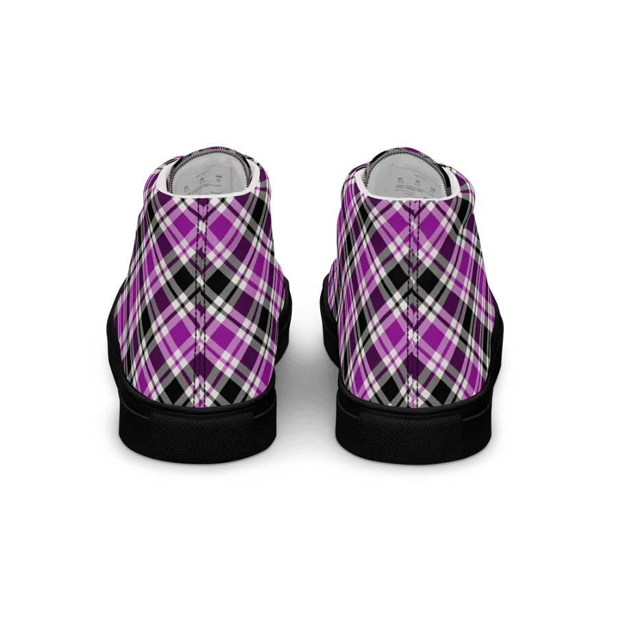 Purple, Black, & White Plaid Men's High Top Shoes product image (6)