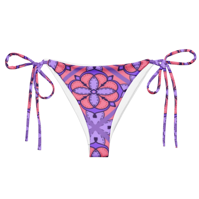 Peach and Lilac Symmetry Pattern String Bikini Bottom product image (1)