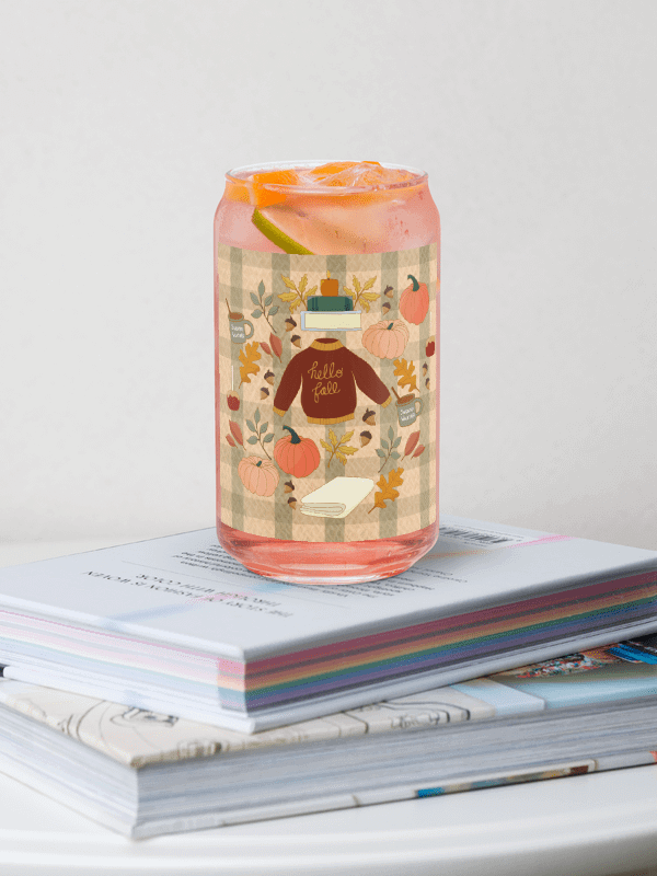 Cozy Fall Design Gingham Background Glass Tumbler product image (1)