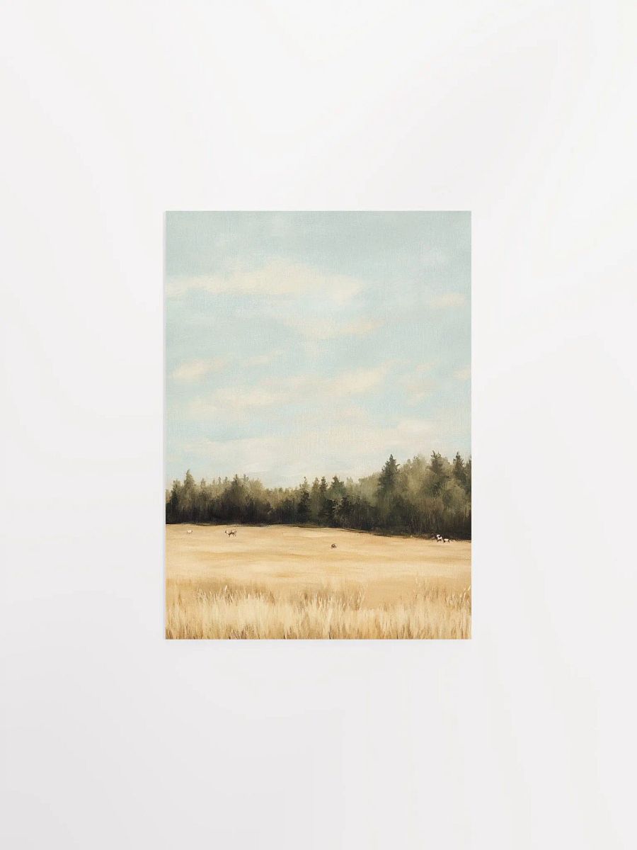 Golden Wheat Fields by the Forest - Rustic Nature Landscape Art product image (6)