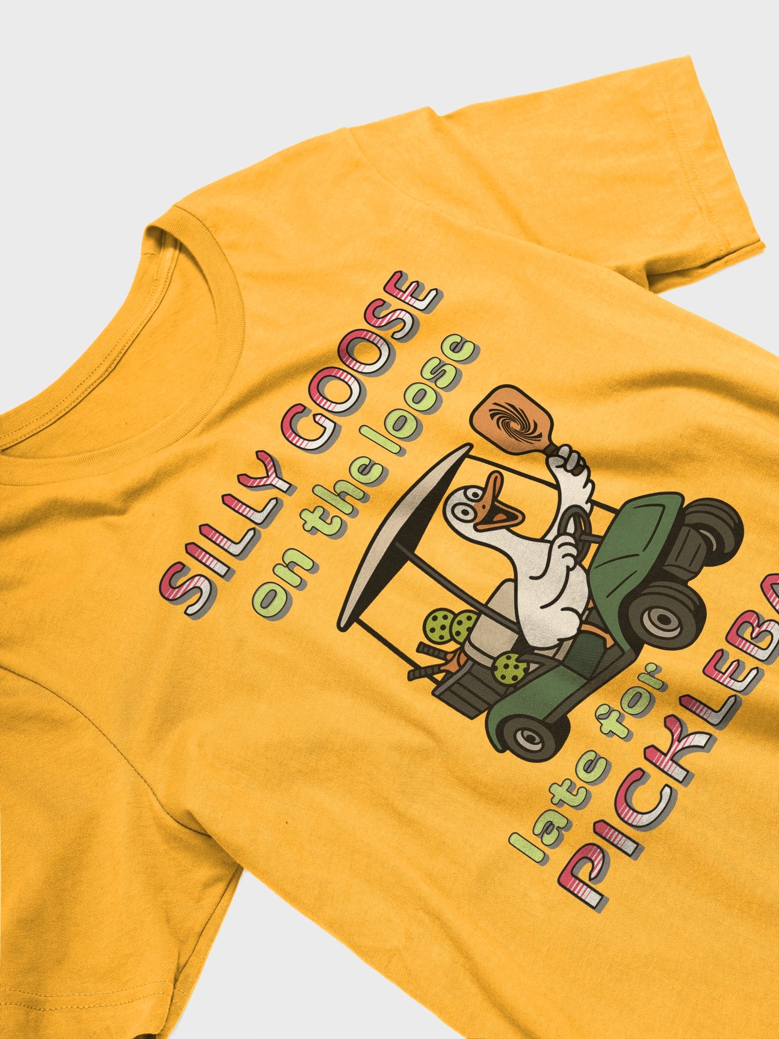 Silly Goose On The Loose Late For Pickleball Cart T-Shirt product image (23)
