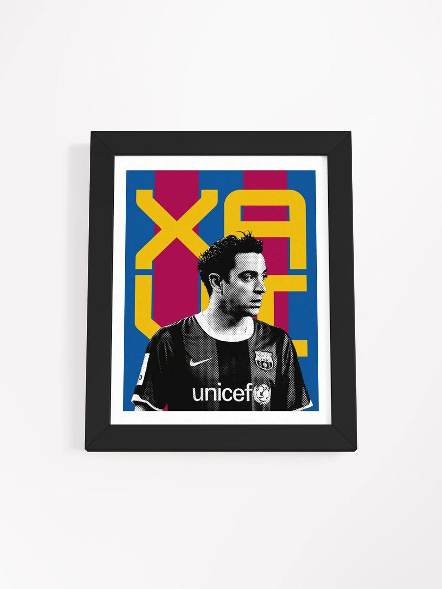 Xavi Hernández BW Barcelona Name Art Framed Print product image (4)