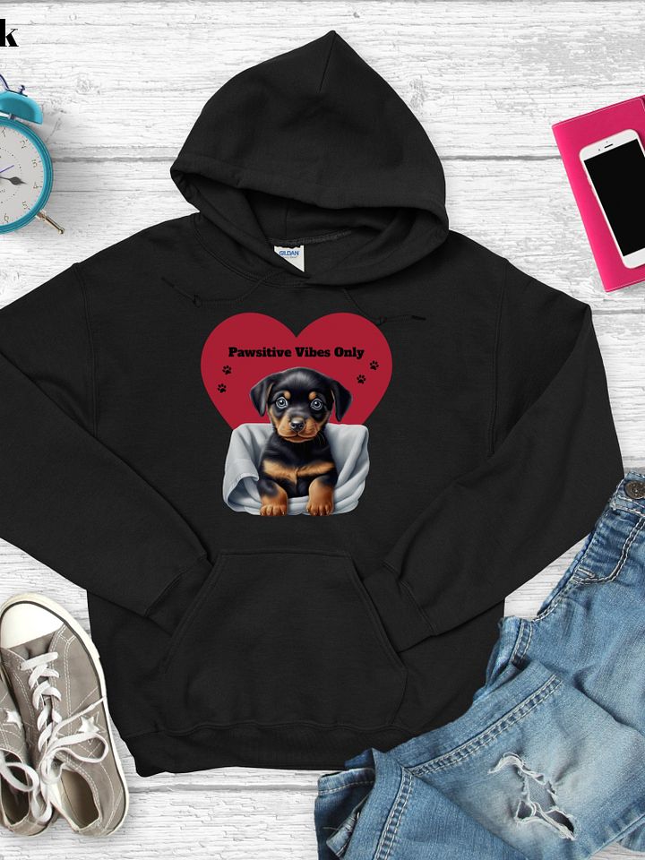 Rottweiler Puppy Pawsitive Vibes Only Unisex Hoodie product image (1)