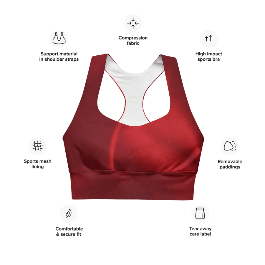 Radiant Red Longline Sports Bra product image (12)