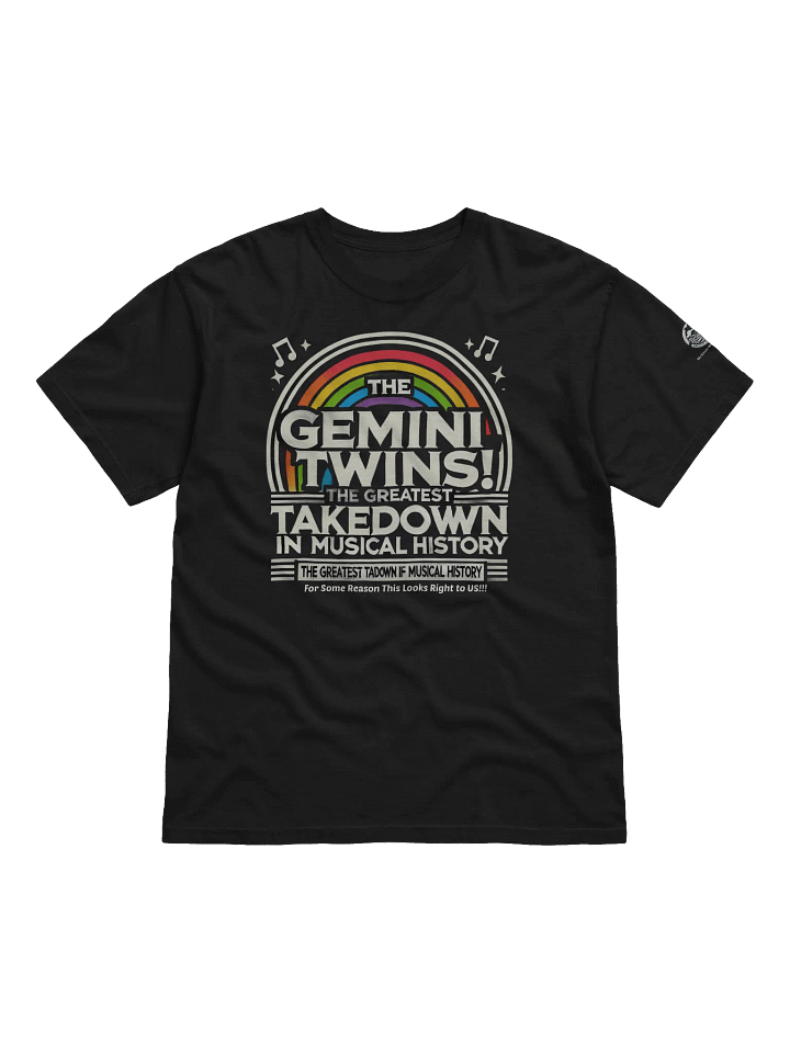 🔥 Official "The Gemini Twins!" 'The Greatest Takedown in Musical History' T-Shirt 🎶 Featuring Emily's Daydream on the Sleeve 🎭 product image (1)