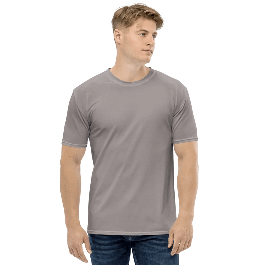Plain Grey Soft Summer Men's Crewneck Polyester Heavyweight Premium T-Shirt by Treasure Pie product image (4)