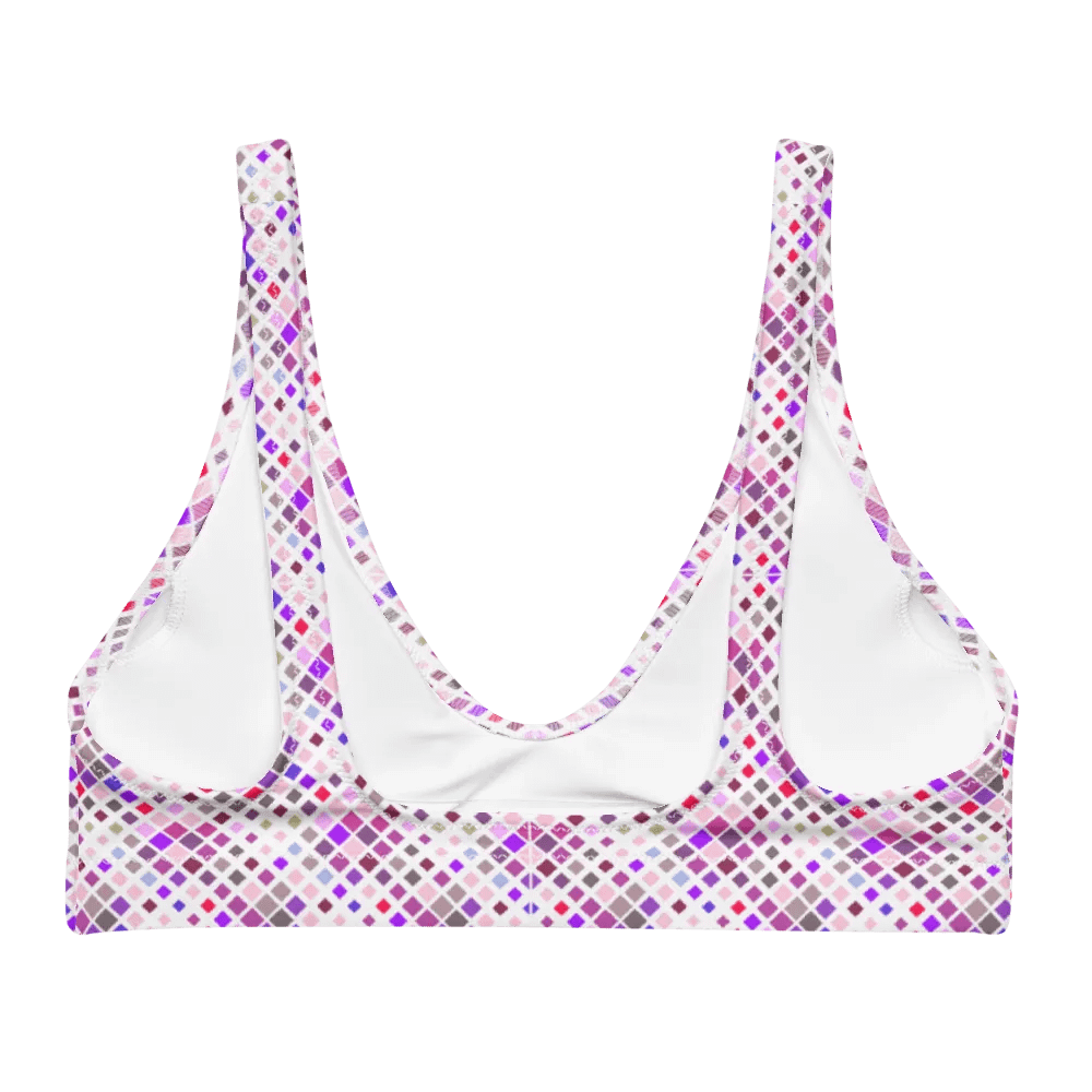 Colorful Square Pattern Design Padded Bikini Top - V1 product image (2)