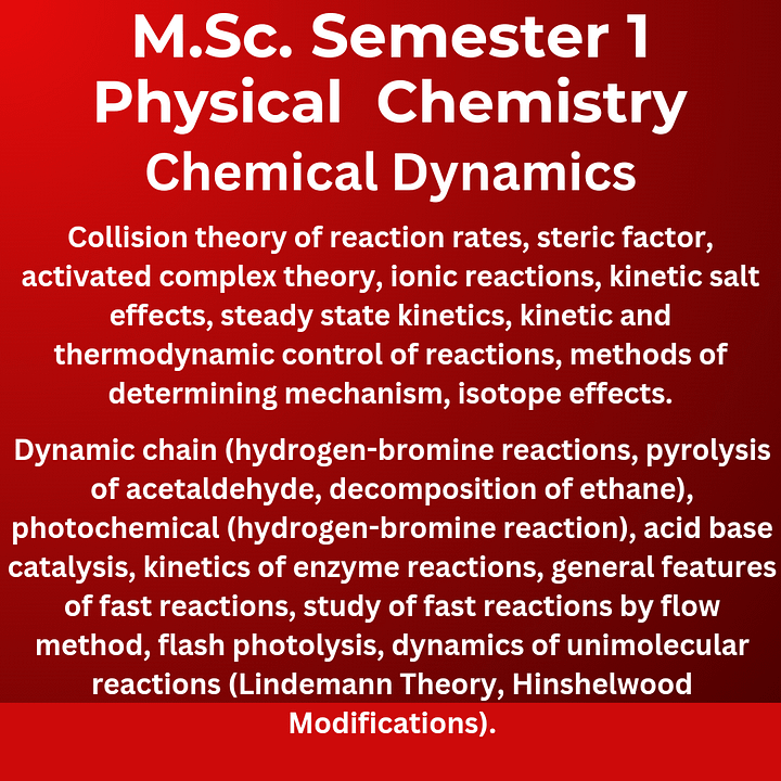 Physical Chemistry | Chemical Dynamics | MSc Semester 1 | Handwritten Notes product image (1)