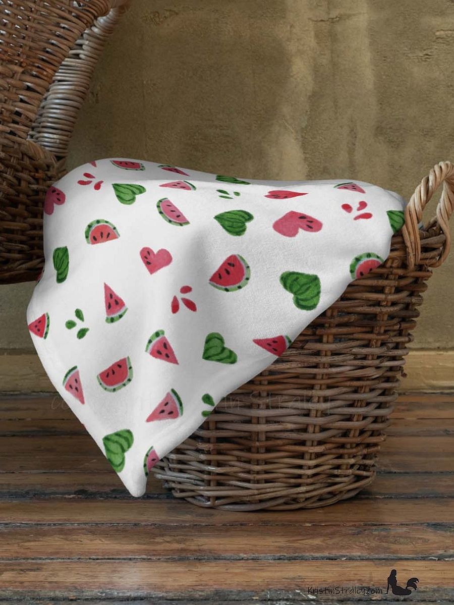Watermelons and Hearts Fleece Throw Blanket product image (6)