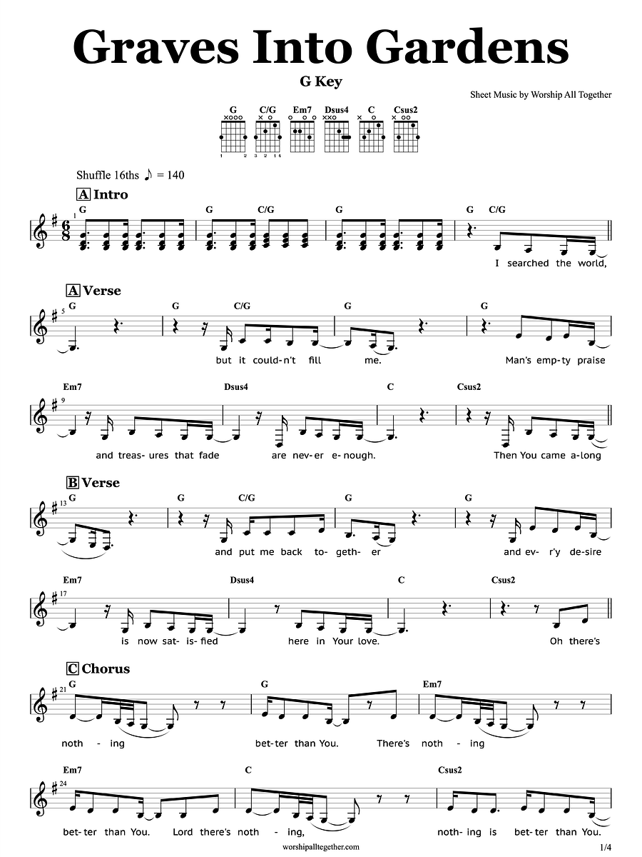 Graves Into Gardens - Elevation Worship | Sheet Music, Chord, Lyrics product image (1)