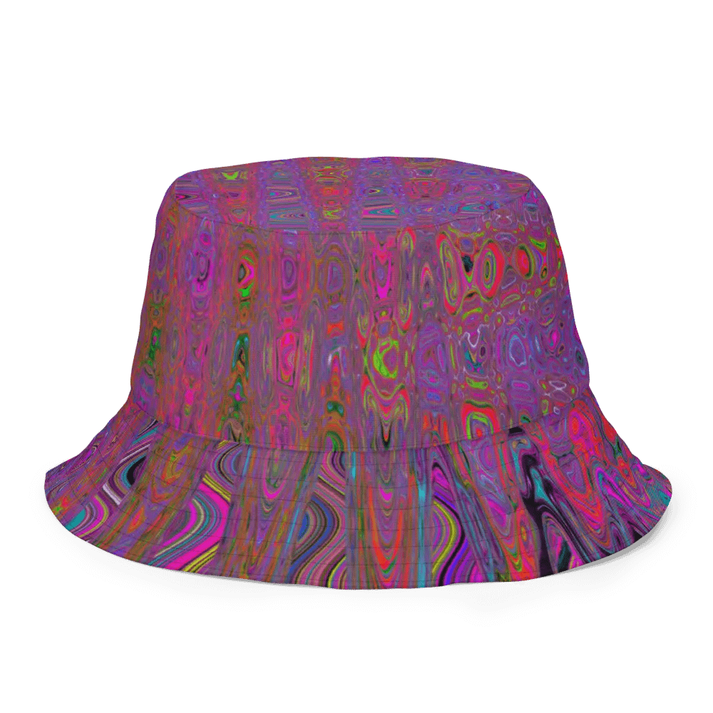 Psychedelic Groovy Magenta Retro Atomic Waves Bucket Hat product image (2)