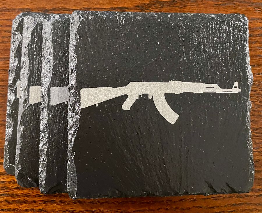 AK-47 Silhouette- Slate Coasters - Set of 4 Custom Laser Engraved product image (3)