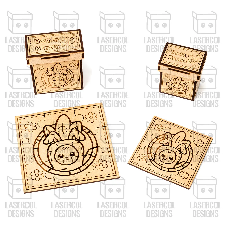 Easter Bunny Puzzle With Box Set 3 (2 Sizes) - Laser Cut Files product image (5)