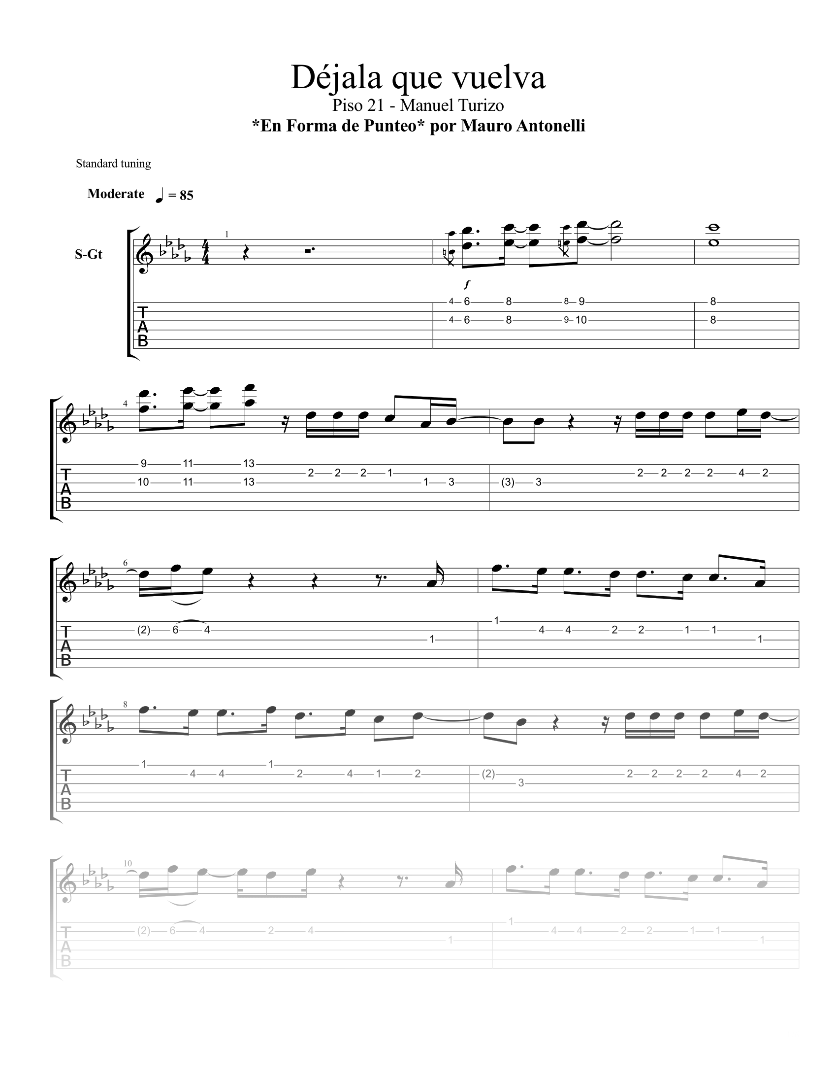 Déjala que vuelva - Partitura + Tab + Acordes + Pista + gpx product image (1)