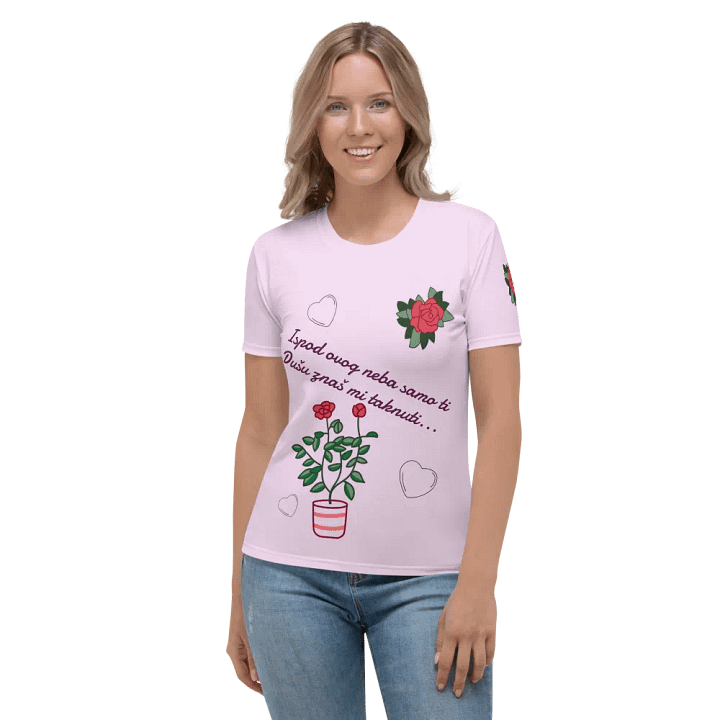 Ispod ovog neba samo ti Dušu znaš mi taknuti... - Womens Crew Neck T-Shirt product image (1)