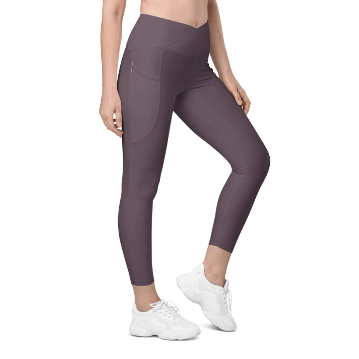 Plain Mauve Soft Summer Women's High Waisted Premium Crossover Leggings with Pockets by Treasure Pie product image (1)