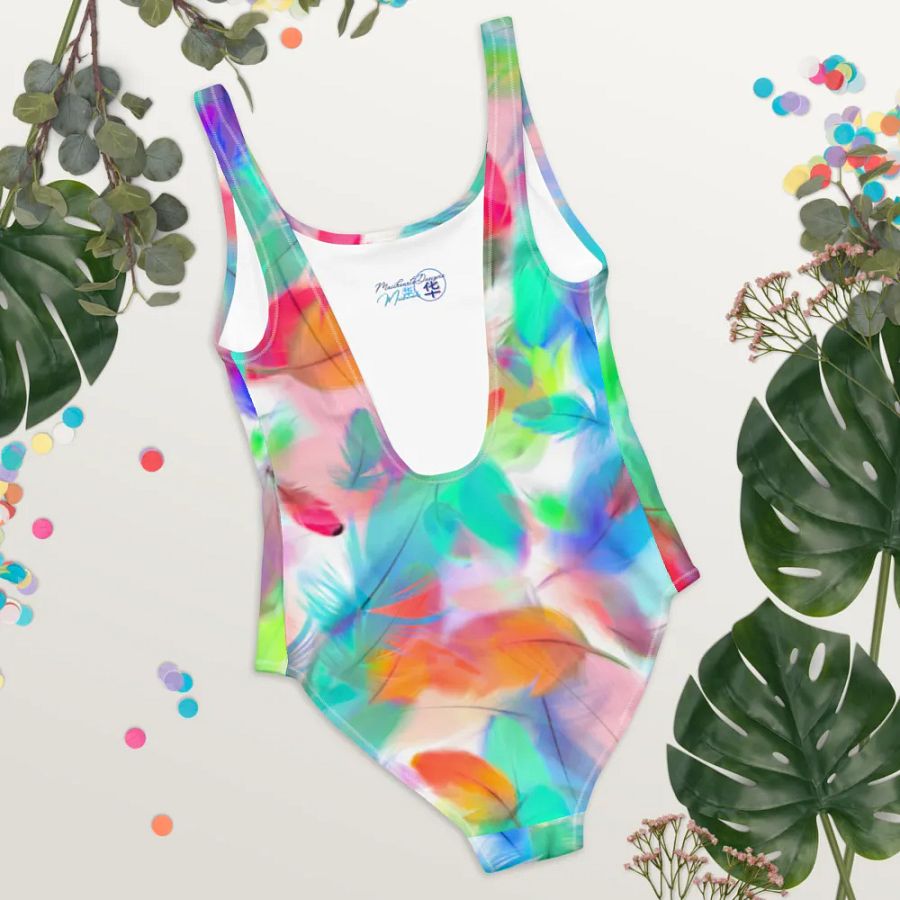 Colorful Feather Pattern Design One Piece Swimsuit - v2 product image (4)