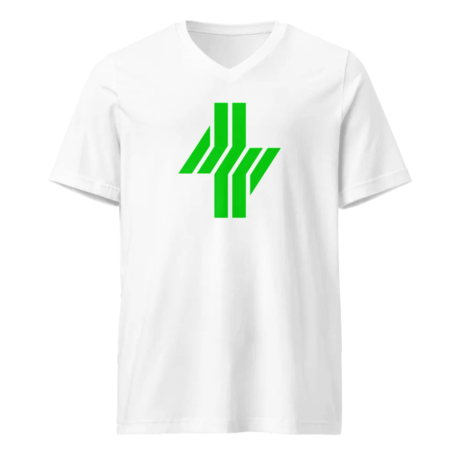 Cowbolt, White V-Neck T-shirt With Large Print product image (4)