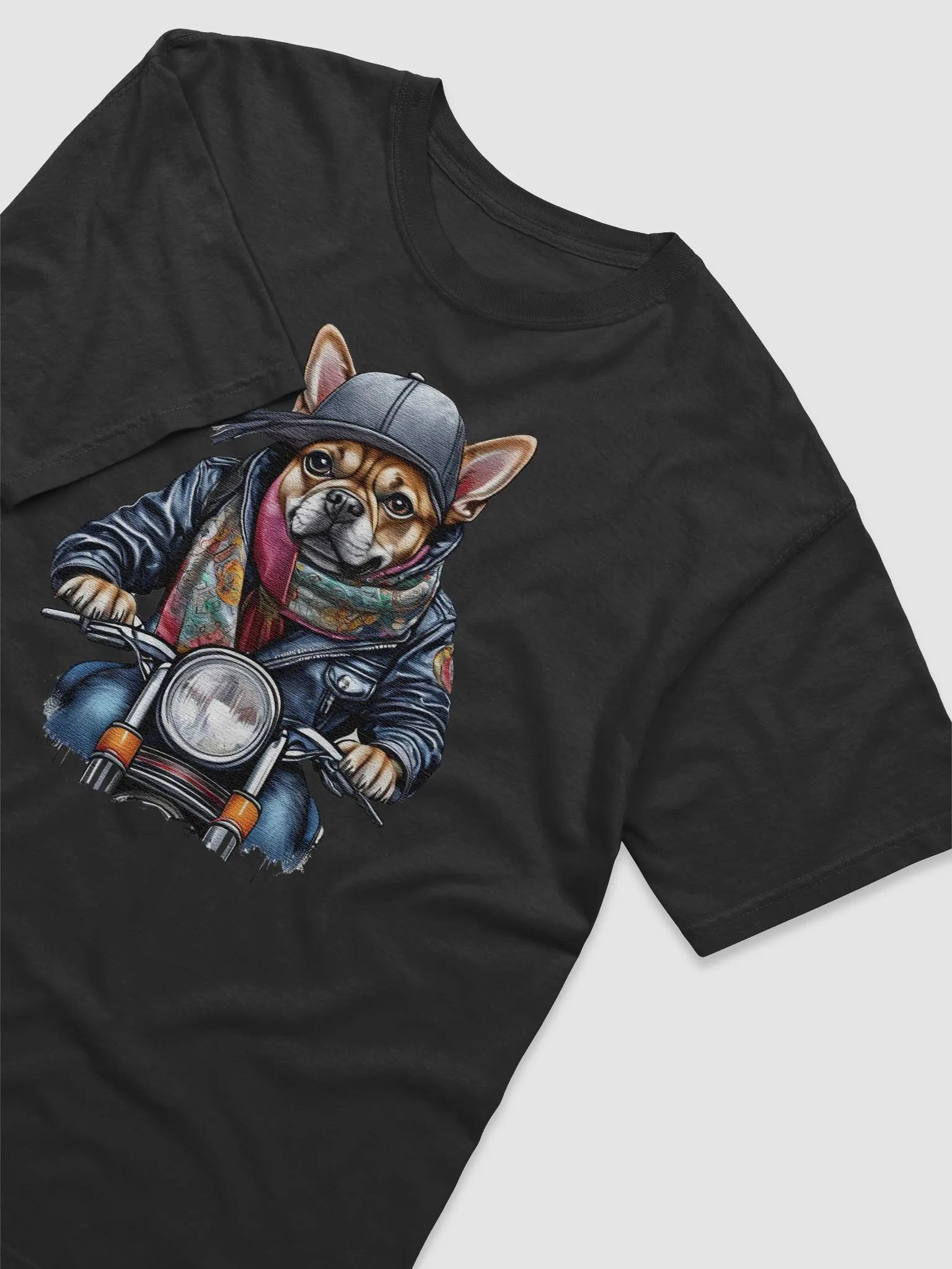 dog wearing a jacket hat and a scarf on a motorcycle product image (3)