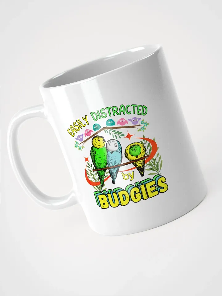Easily Distracted By Budgies White Glossy Mug product image (2)