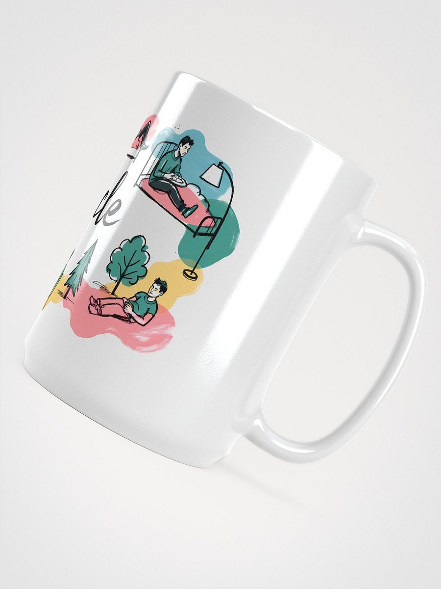 Cozy Daily Rhythms Poster | A Cycle Illustration Glossy Mug product image (4)