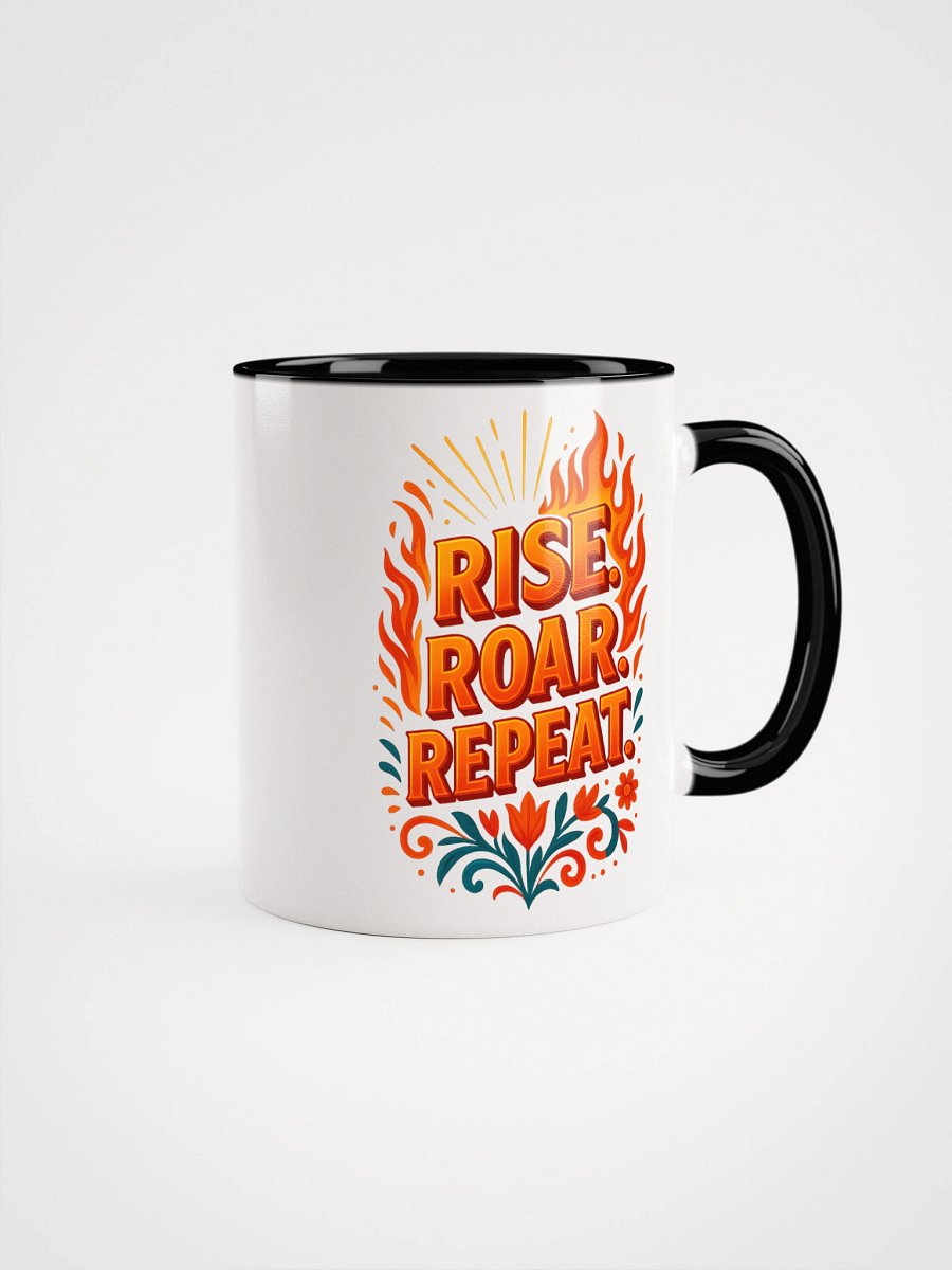 Rise. Roar. Repeat. Mug – Motivational Flame Coffee Cup product image (2)