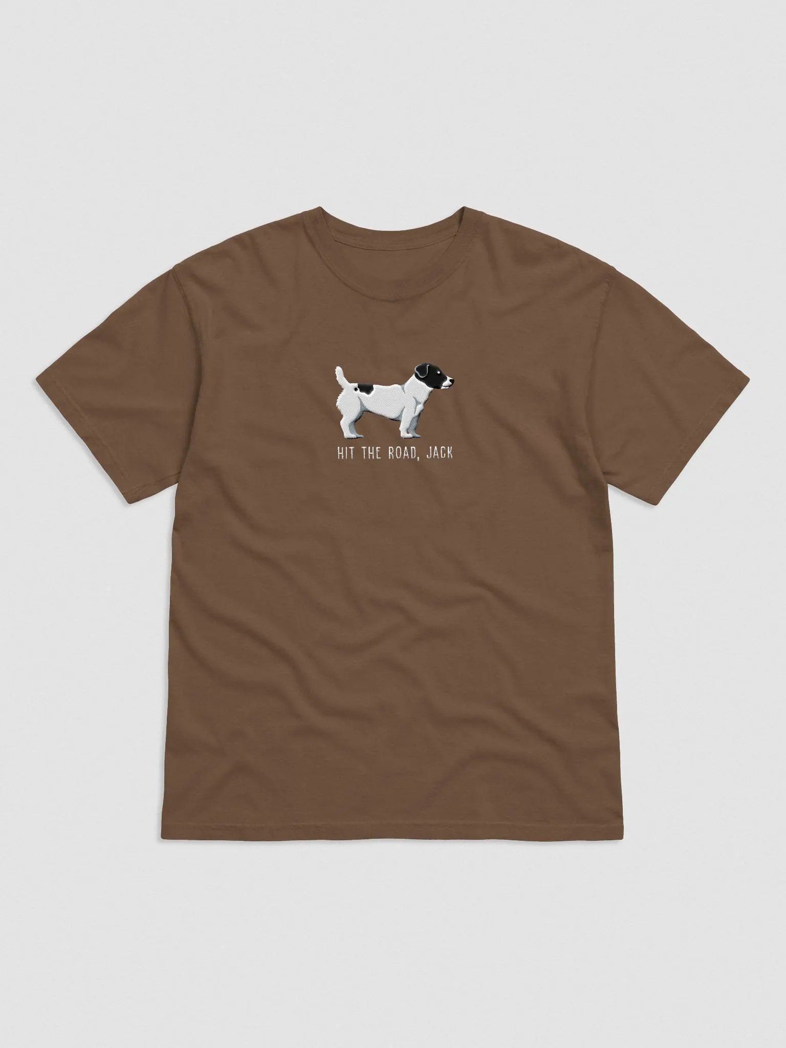 Hit the Road, Jack T-Shirt(Embroidered) of a Jack Russell Terrier(Black & White) product image (4)