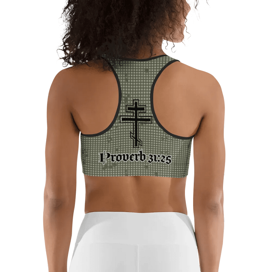 Faithful Camo: Proverb 3:25 Sports Bra - Desert Night Camo product image (5)