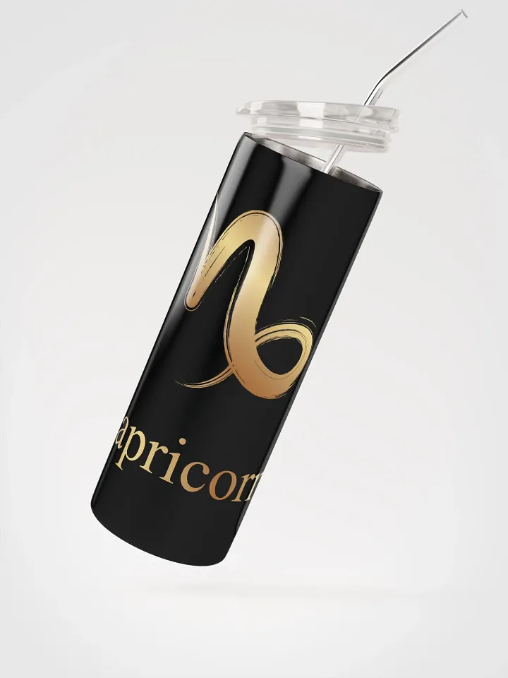 Golden Capricorn Stainless Steel Tumbler: Celestial Elegance in Every Sip! product image (2)