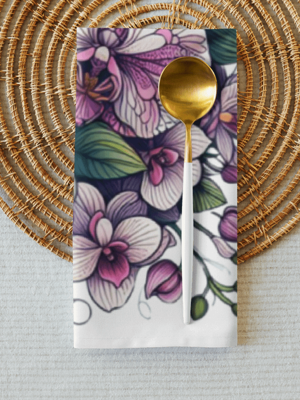 Orchid Oasis Cloth Napkin Set | AI Design flower product image (7)