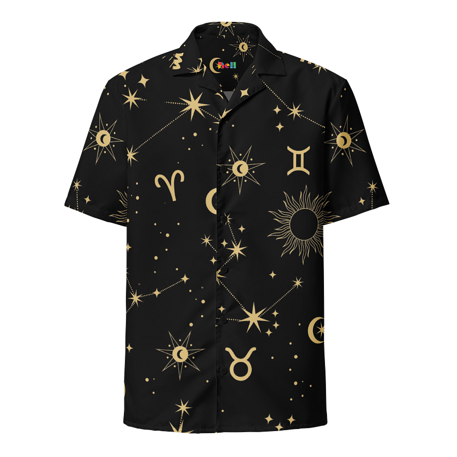 Celestial Zodiac Gold Print Hawaiian Shirt product image (1)