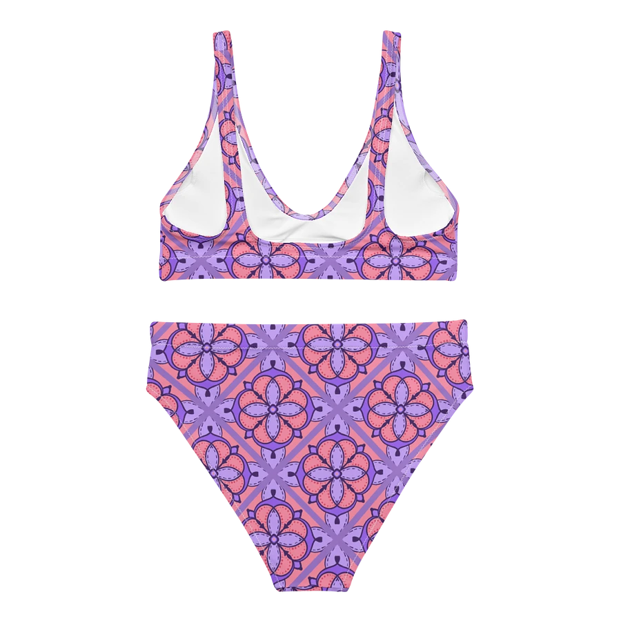 Peach and Lilac Symmetry Pattern High Waisted Bikini product image (3)