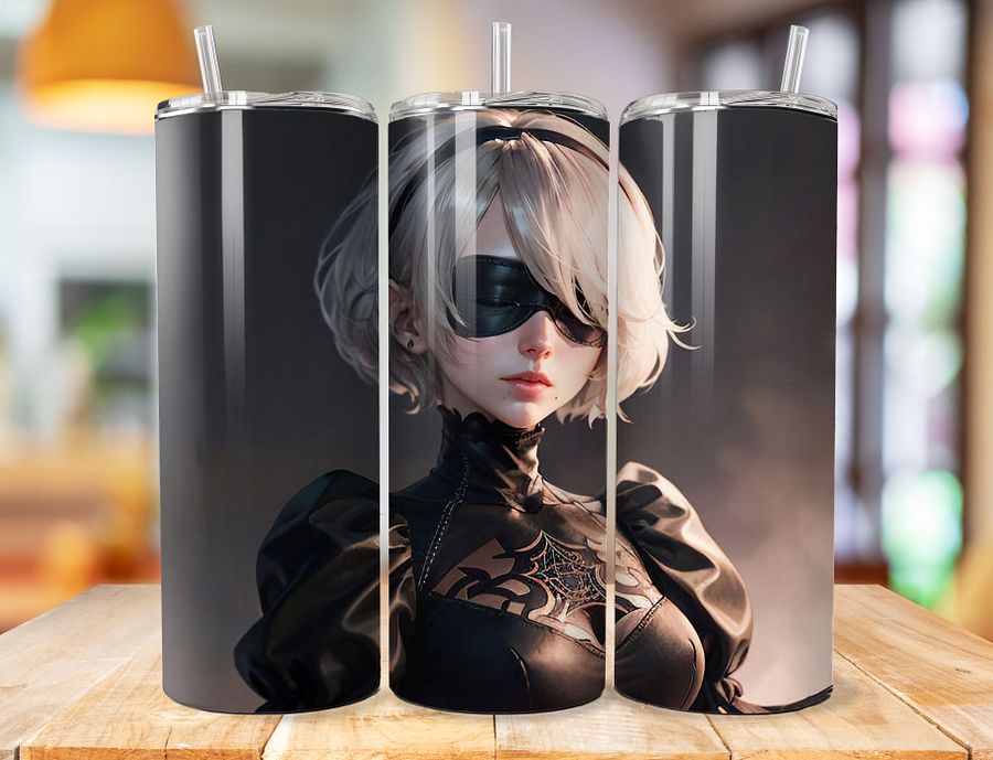 2B 20 oz Stainless Steel Tumbler – NieR: Automata Elegance in Combat Design product image (1)