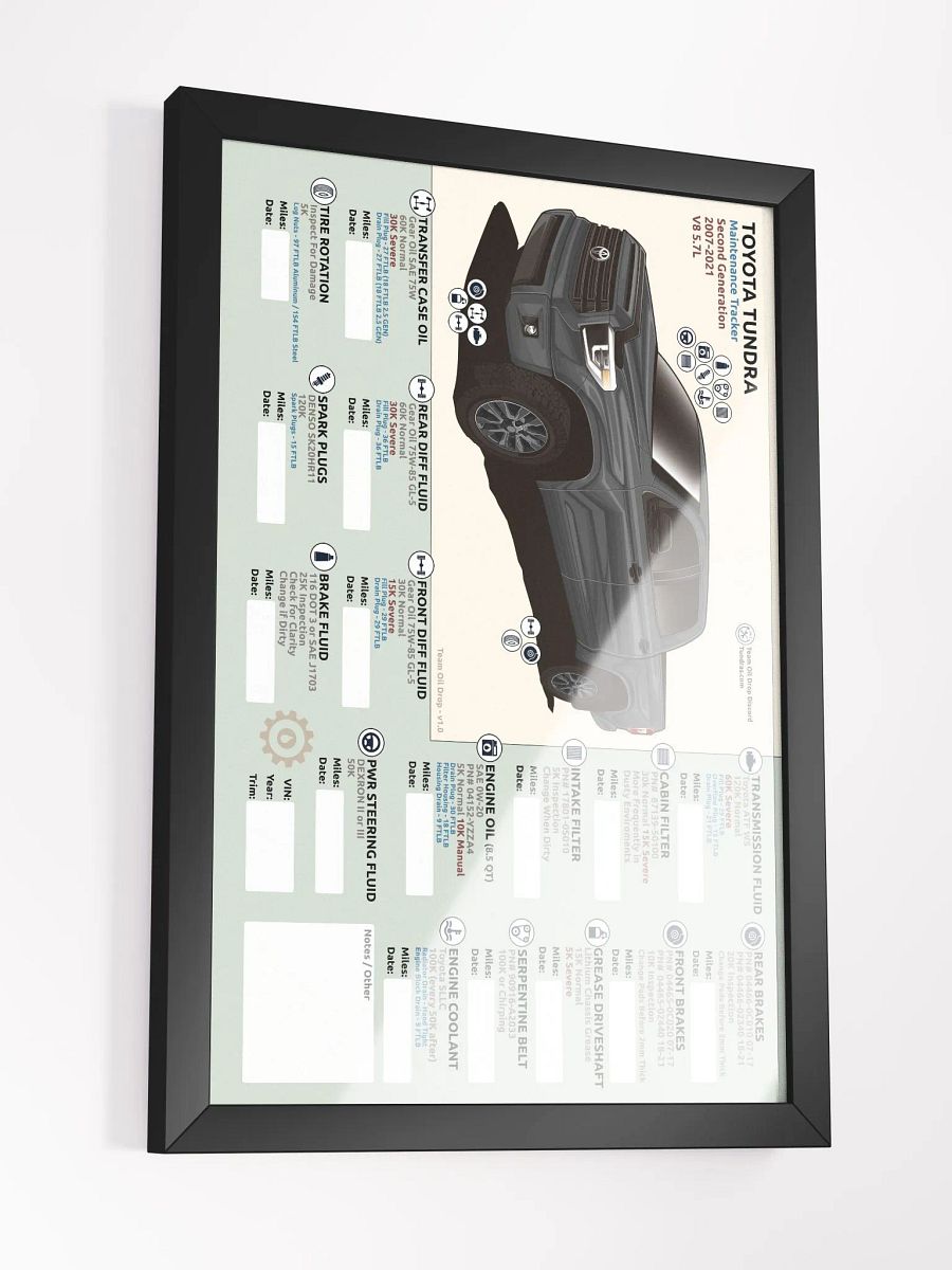 2ND GEN TUNDRA MAINTENANCE TRACKER - MGM Gray (Framed) product image (4)