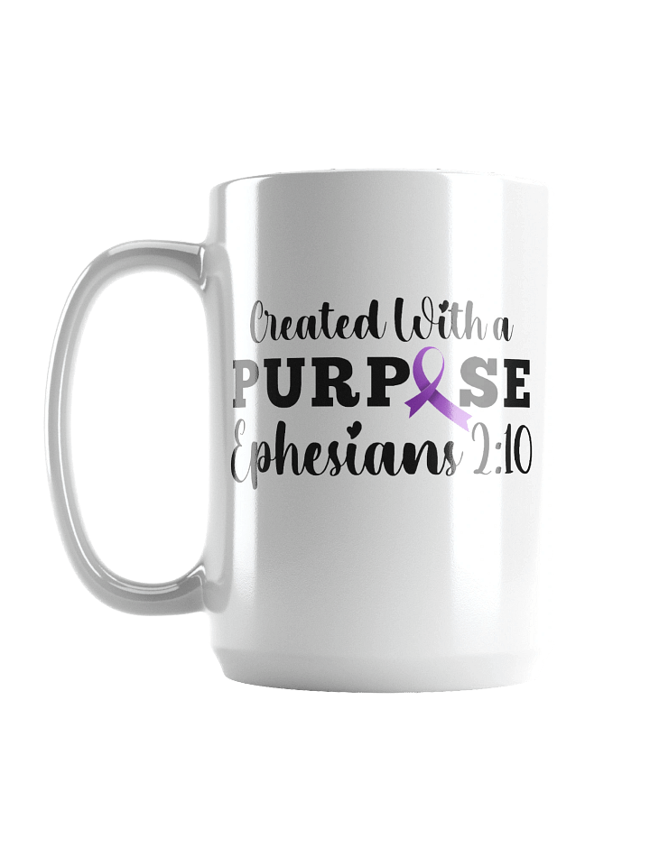Created With A Purpose : White Ceramic mug | Christian Faith | Alzheimer and Brain Disorder Awareness | Gift To Mom, Dad, Child With Brain Disease product image (1)